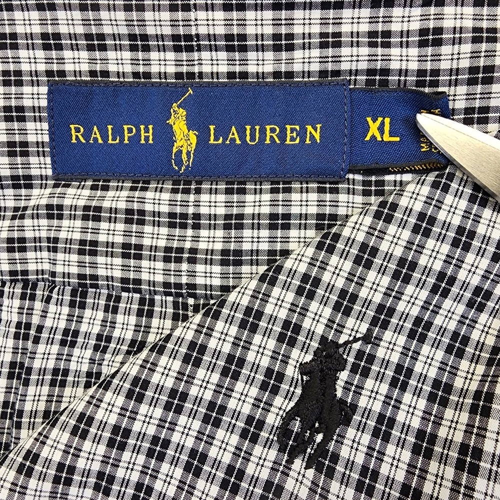 Ralph Lauren Mens XL Plaid Black Long Sleeve Button Front Shirt